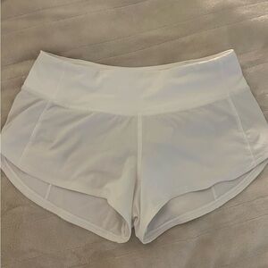 Lululemon white speed up shorts - size 2